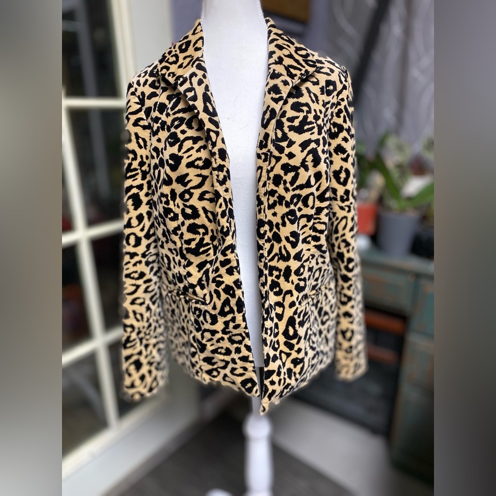 Chico's Tan and Black Leopard Blazer